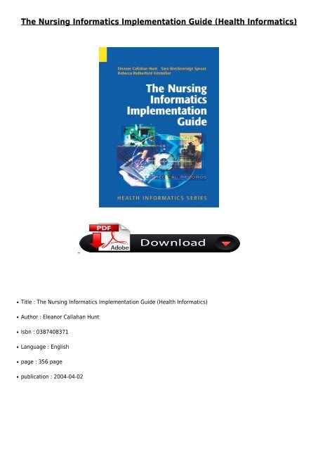 PDF Download The Nursing Informatics Implementation Guide Health Informatics Full Books