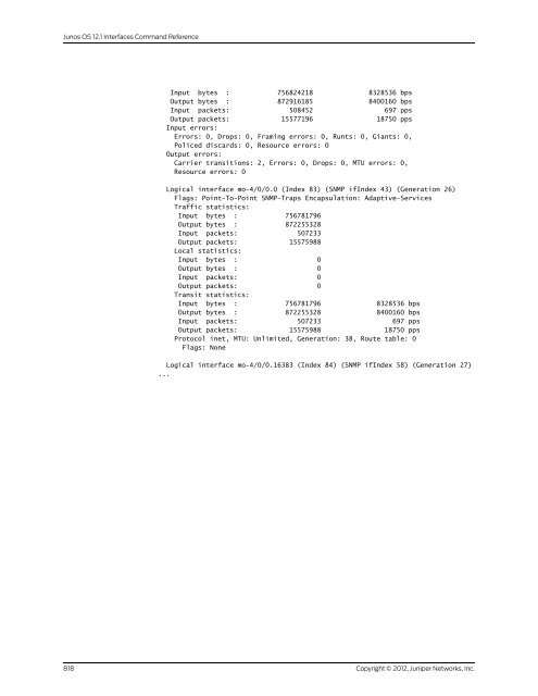 Junos OS Interfaces Command Reference - Juniper Networks