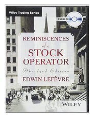 Best PDF Reminiscences of a Stock Operator Wiley Trading Audio Full eBook