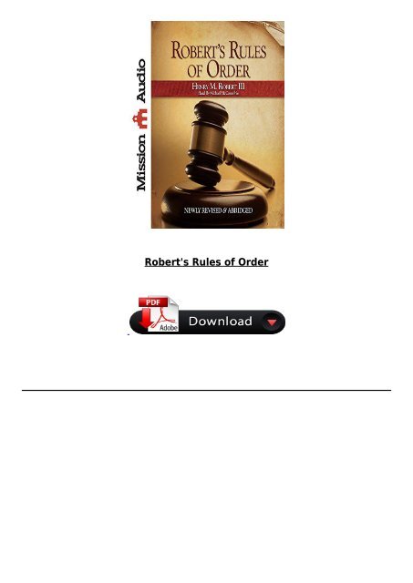 Best PDF Robert&#039;s Rules of Order Full Books