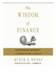 Best PDF The Wisdom of Finance Discovering Humanity in the World of Risk and Return Full Page