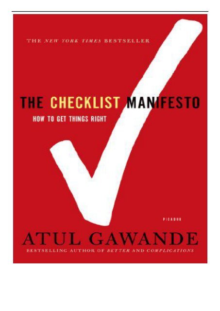 PDF Download Checklist Manifesto Full Online