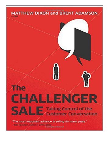 [PDF] Download The Challenger Sale Taking Control of the Customer Conversation Full Online