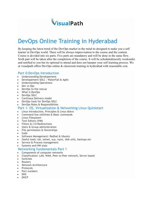 DevOps Course Content by Visualpath Training Institute in Hyderabad