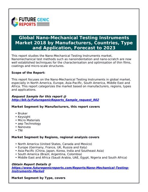 Global Nano-Mechanical Testing Instruments Market 2018 by Manufacturers, Countries, Type and Application, Forecast to 2023