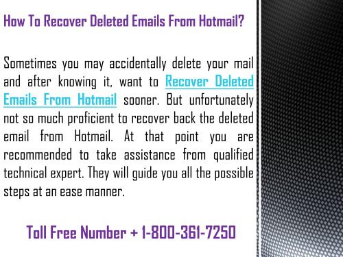 Call | 1-800-361-7250 | Recover Deleted Emails from Hotmail