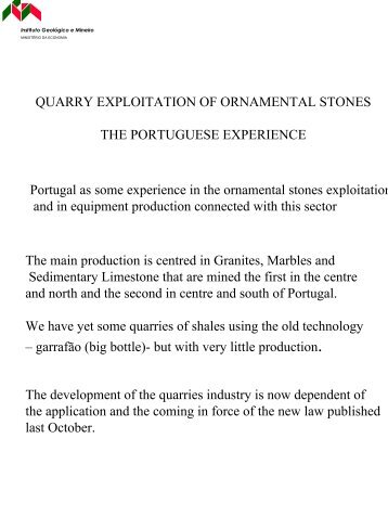 QUARRY EXPLOITATION OF ORNAMENTAL STONES THE ...