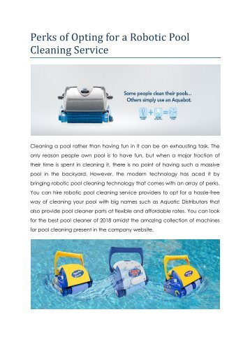 Perks of opting for a robotic pool cleaning service