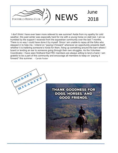 June 2018 FRC Member Newsletter