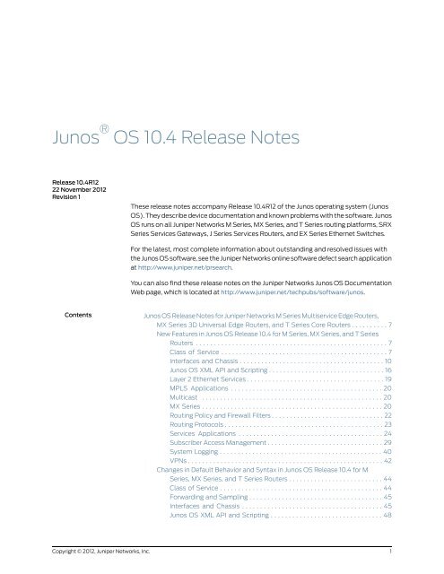 Junos OS 10.4 Release Notes - Juniper Networks