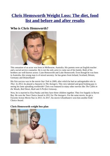 Chris Hemsworth Weight Loss