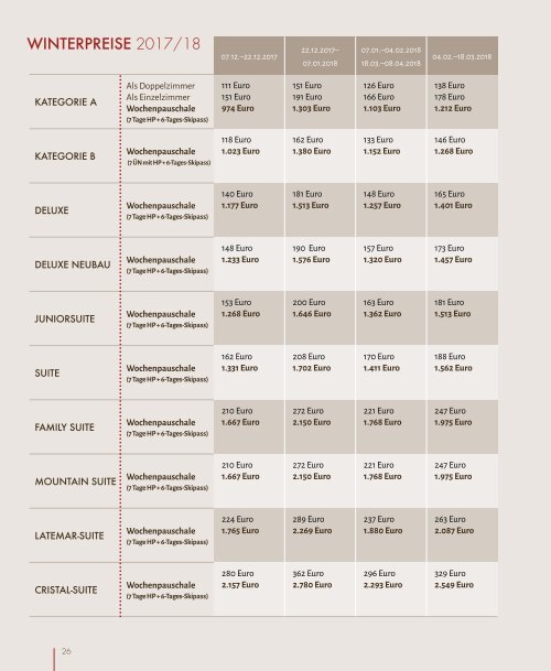 Cristal Imagepreisliste 2017/18