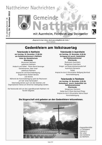 Gedenkfeiern am Volkstrauertag - Nattheim