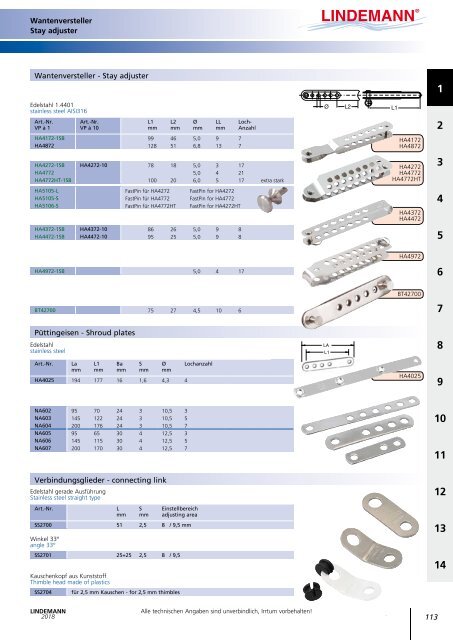 Lindemann Gesamtkatalog 2018