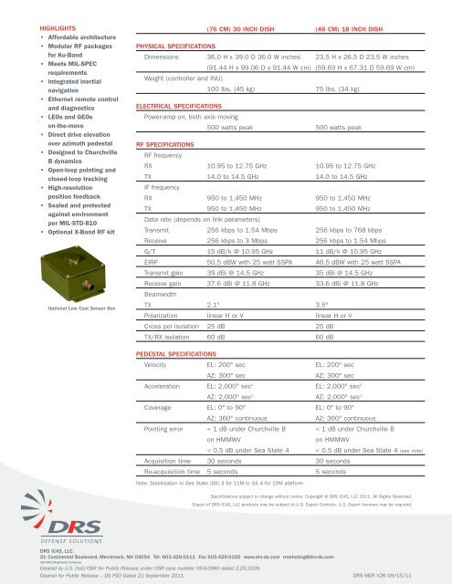 Ku-Band Satellite Communications OTM Antenna System - DRS ...