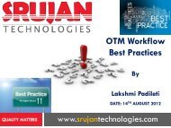 OTM Workflow Best Practices By Lakshmi Padileti DATE: 14TH ...