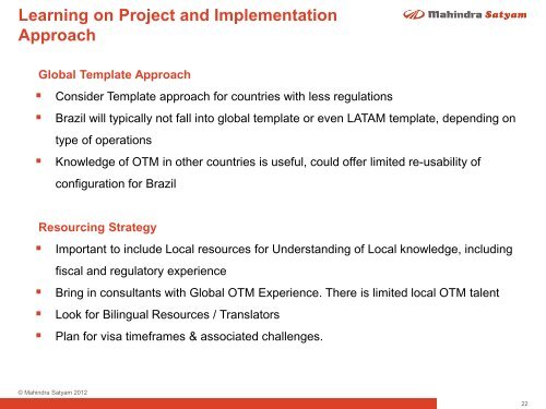 Best Practices & Learning from Implementing OTM in LATAM