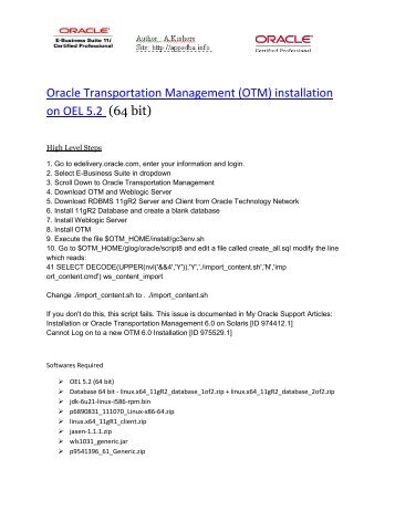 Oracle Transportation Management (OTM) installation on OEL 5.2 ...