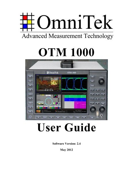OTM 1000 User Guide (A4 version) - OmniTek