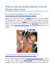 Famous and best Bridal Makeup Artist in Udaipur Stylo Salon