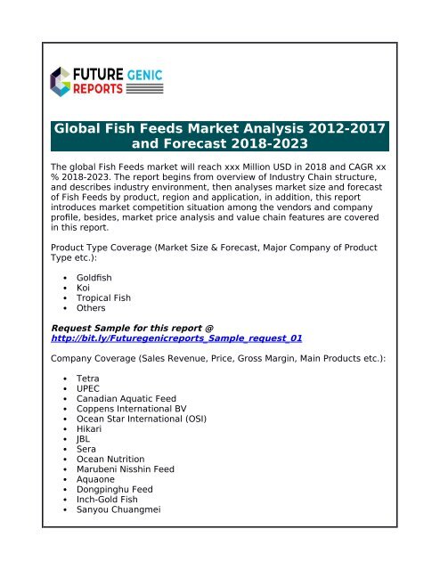 Global Fish Feeds Market Analysis 2012-2017 and Forecast 2018-2023