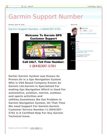 Garmin Support Number +1(844)307-5701