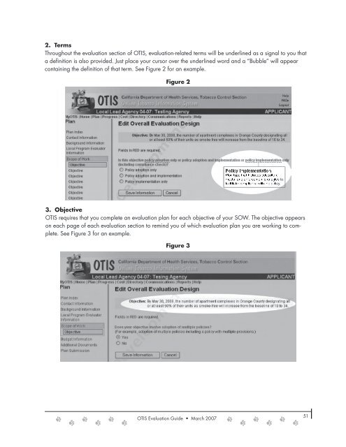 OTIS Evaluation Guide (PDF) - California Department of Public Health