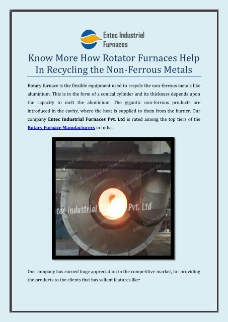 Know More How Rotator Furnaces Help In Recycling the Non
