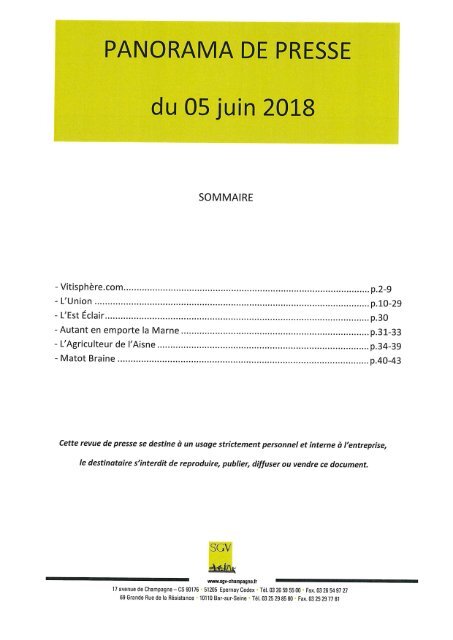 Panorama de presse quotidien du 05-06-2018