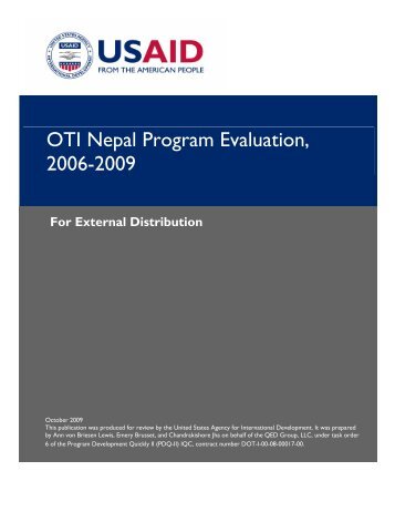 OTI Nepal Program Evaluation 2006-2009 - US Agency for ...