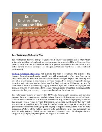 Roof Restoration Melbourne Wide 