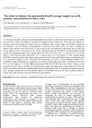 The effect of dietary fat and metabolizable energy supply on milk ...