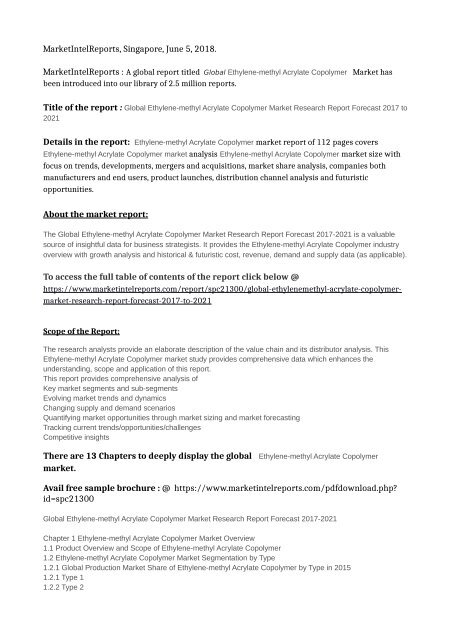 Ethylene-methyl Acrylate Copolymer Market