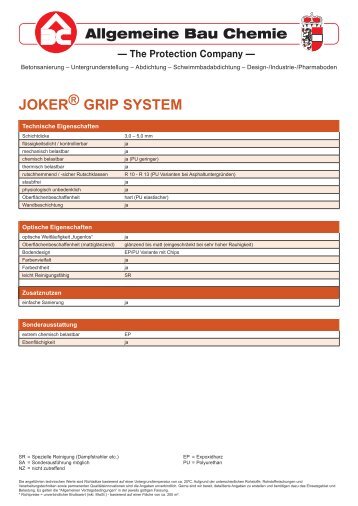 JOKER® GRIP SYSTEM - Allgemeine Bau Chemie