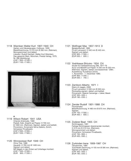 Kunst Auktion 19. - 21. Juni  2007, Germann Auktionshaus, Zürich