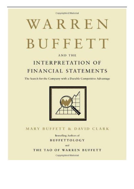 Download PDF Warren Buffett and the Interpretation of Financial Statements The Search for the Company