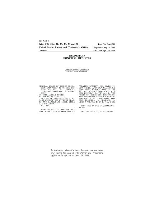 United States Patent and Trademark Office TRADEMARK ...