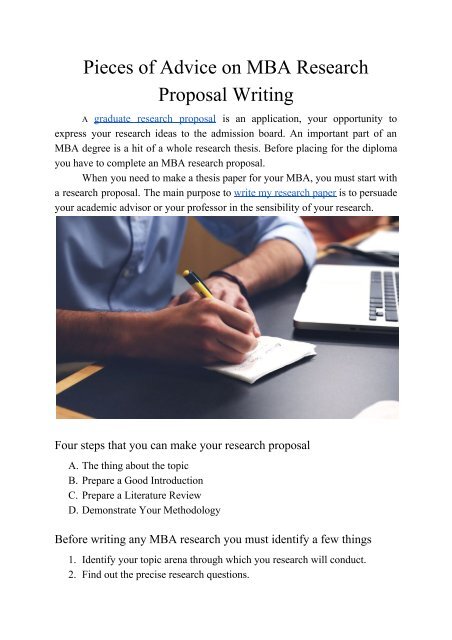 Pieces of Advice on MBA Research Proposal Writing