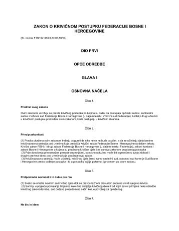 Zakon o krivičnom postupku Federacije Bosne i Hercegovine