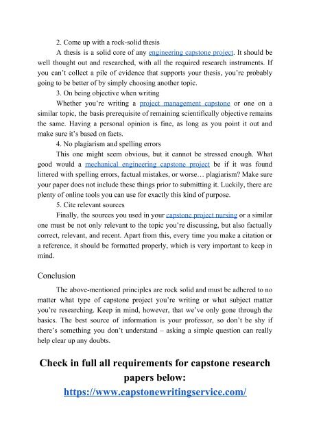 Requirements on Writing a Capstone Research Paper