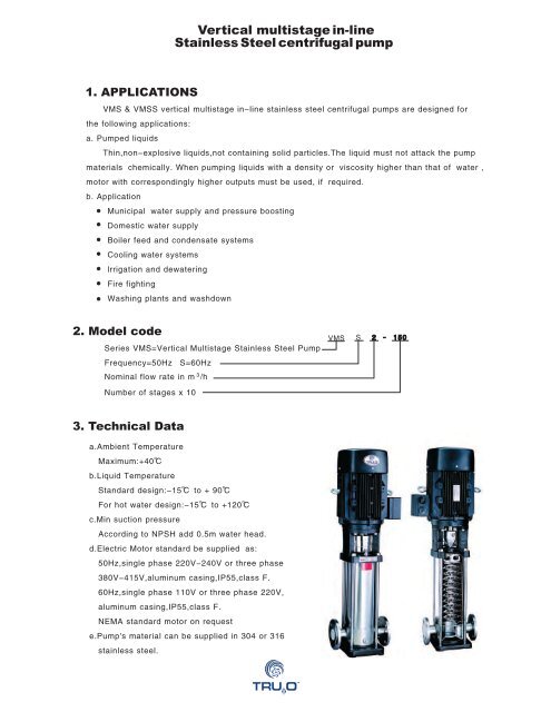 Stainless Steel Centrifugal Pump Vertical Multistage In-line - Tru20