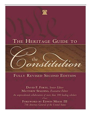 [PDF] Download The Heritage Guide to the Constitution Fully Revised Second Edition Full Books