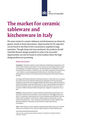 The market for ceramic tableware and kitchenware in Italy - Import