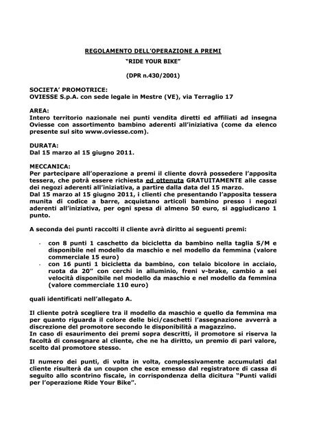 Prendi Visione Del Regolamento Ovs Kids