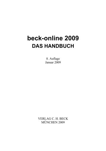 beck-online Handbuch, 8. Auflage 2009 - Verlag C. H. Beck oHG