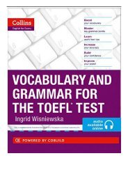 eBook Vocabulary and Grammar for the TOEFL Test Collins English for the TOEFL Test Free books