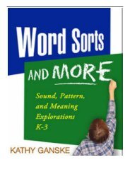 eBook Word Sorts and More Sound Pattern and Meaning Explorations K-3 Solving Problems in the Teaching