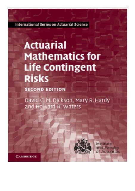 PDF Download Actuarial Mathematics for Life Contingent Risks International Series on Actuarial Science