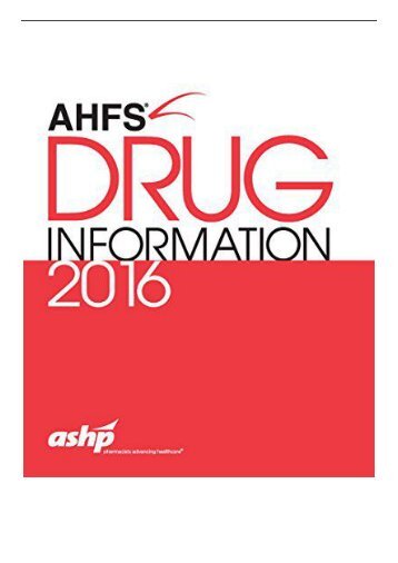 PDF Download AHFS Drug Information 2016 Free eBook